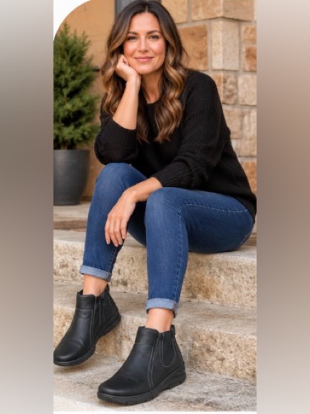 Easy Street Black Ankle Boots Comfort Wave Side Zip Women’s 8.5M